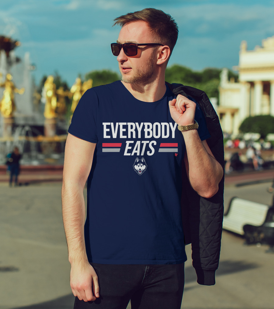 UConn Everybody Eats Husky Logo Navy Blue T-Shirt