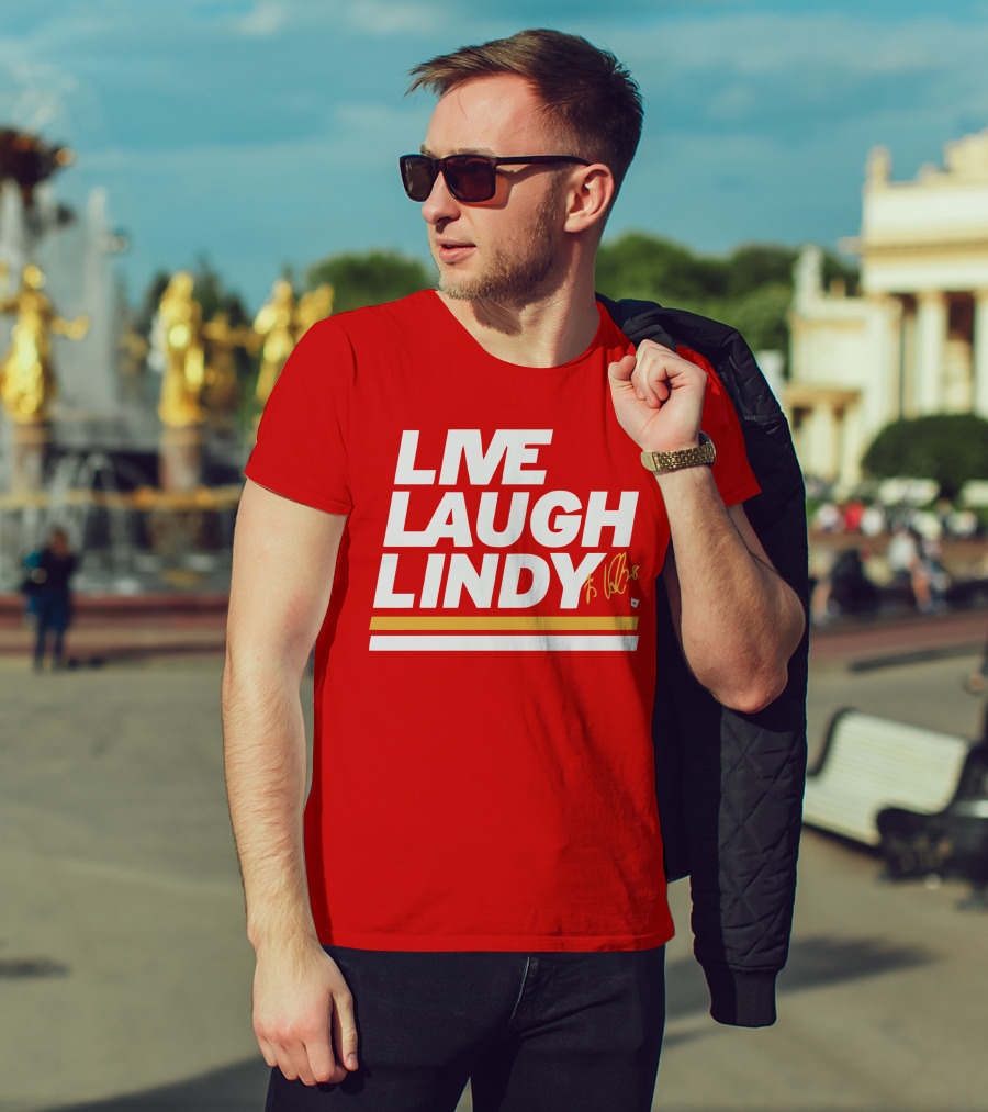 Elias Lindholm Live Laugh Lindy Bold Red Text With Signature T-Shirt