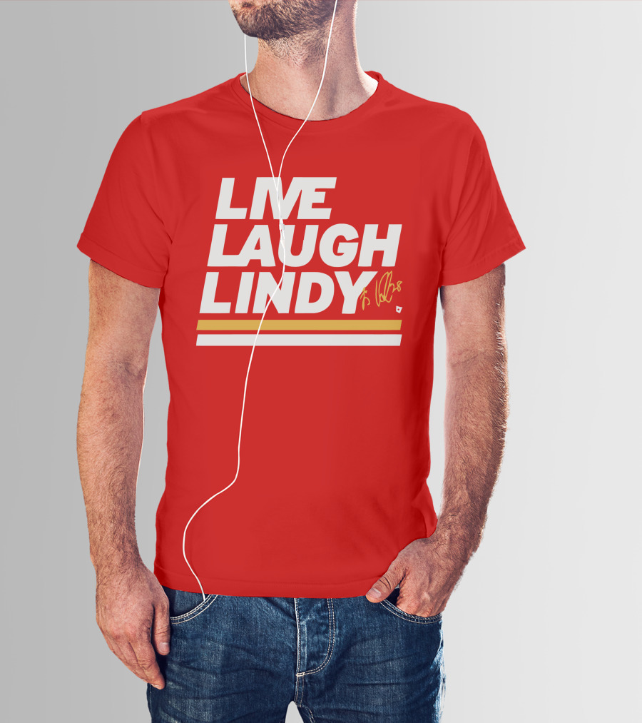 Elias Lindholm Live Laugh Lindy Bold Red Text With Signature T-Shirt