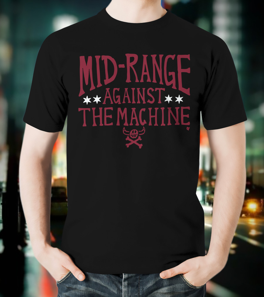 Mid-Range Against The Machine Chicago Basketball Stars And Skulls T-Shirt