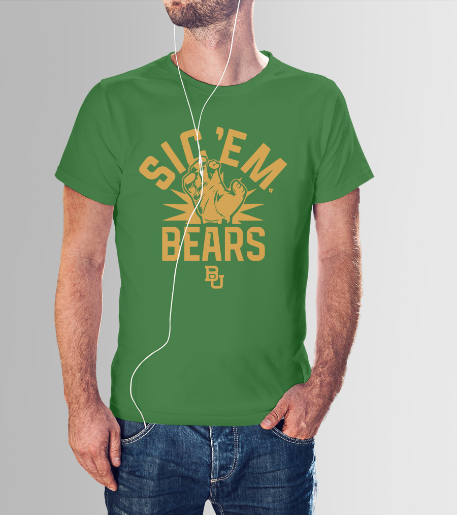 Sic 'Em Bears BU Baylor Paw Green Gold T-Shirt