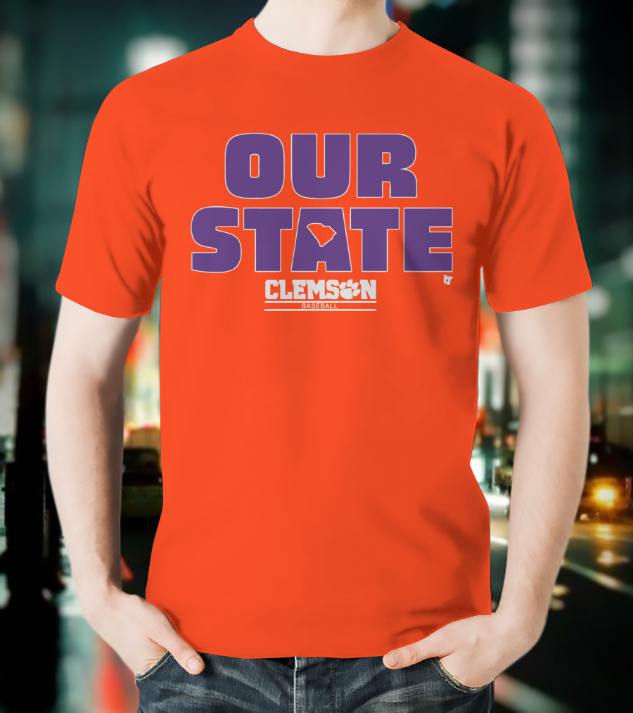 Clemson Baseball Our State South Carolina Outline T-Shirt