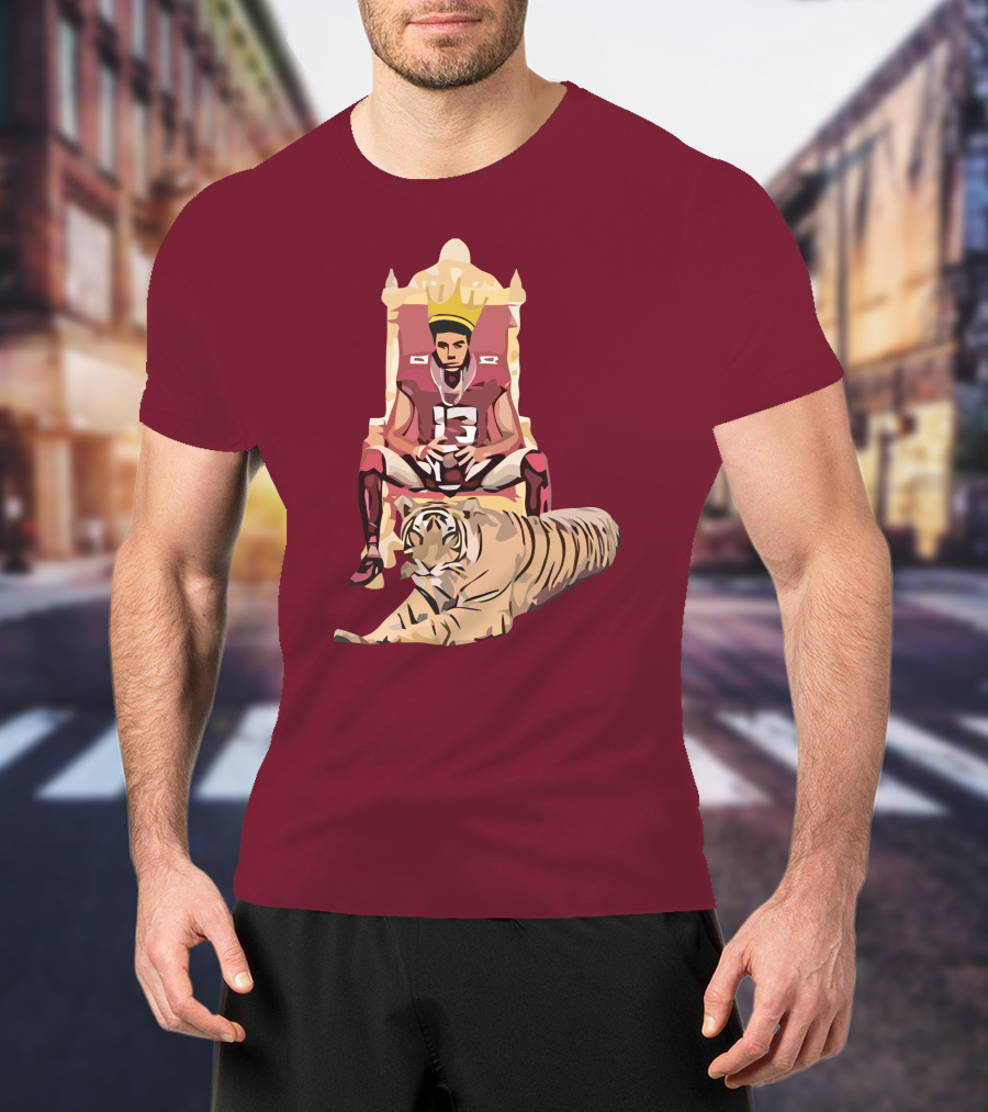 Jordan Travis College King Football Throne With Crown And Tiger T-Shirt
