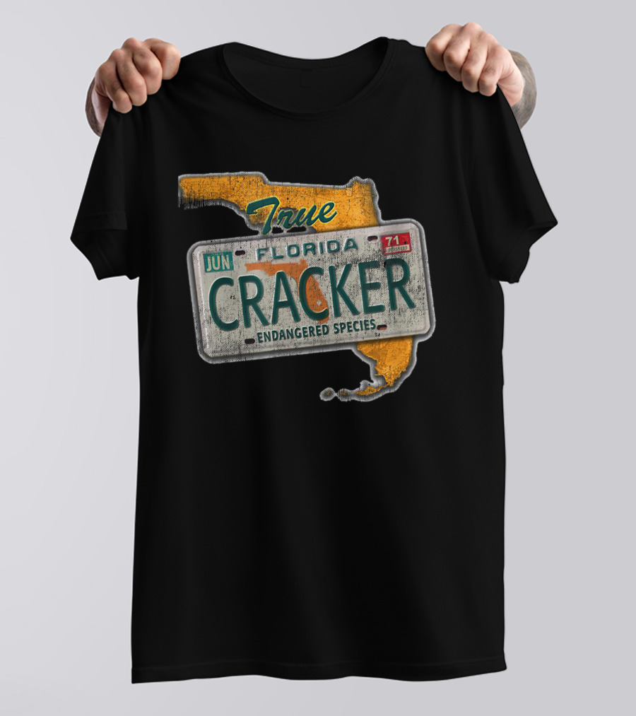 True Florida Cracker Endangered Species License Plate Map T-Shirt