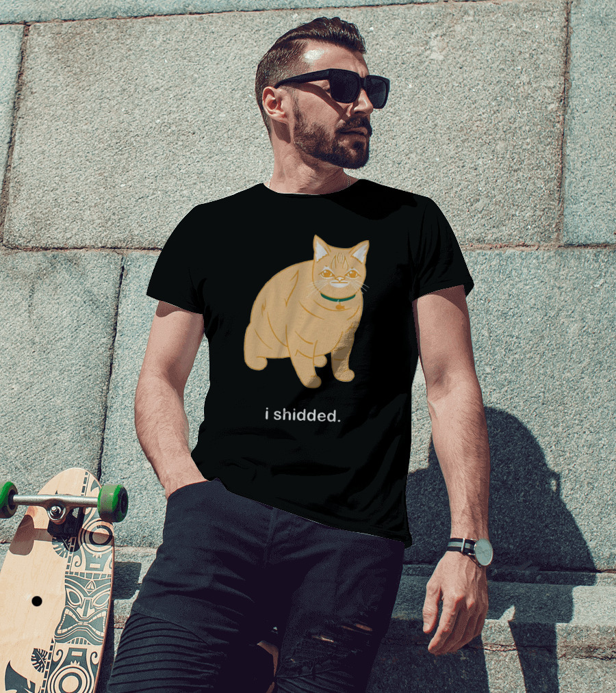 I Shidded Cat Orange Feline With Green Collar T-Shirt