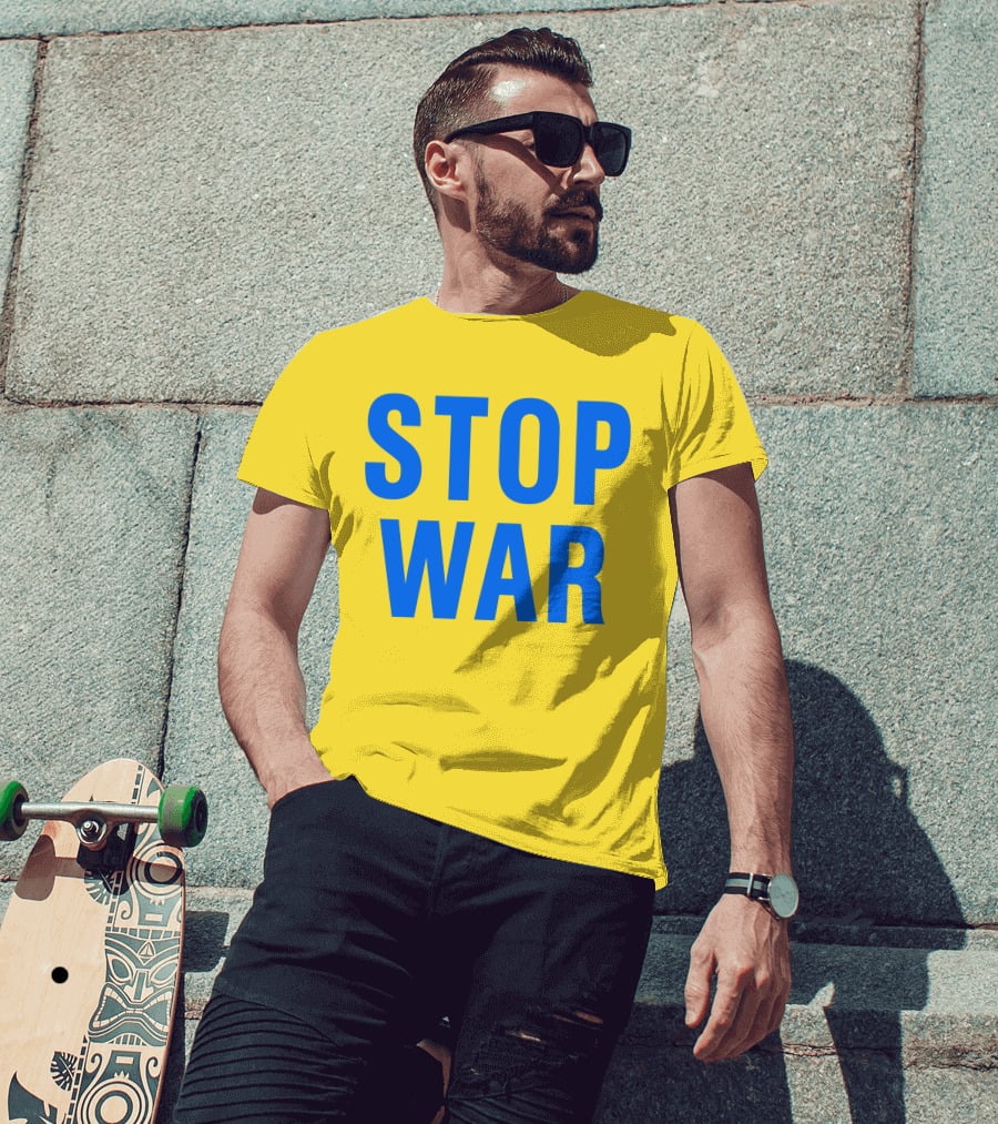 Illia Kovtun Stop War Shirt Bold Blue Typography T-Shirt