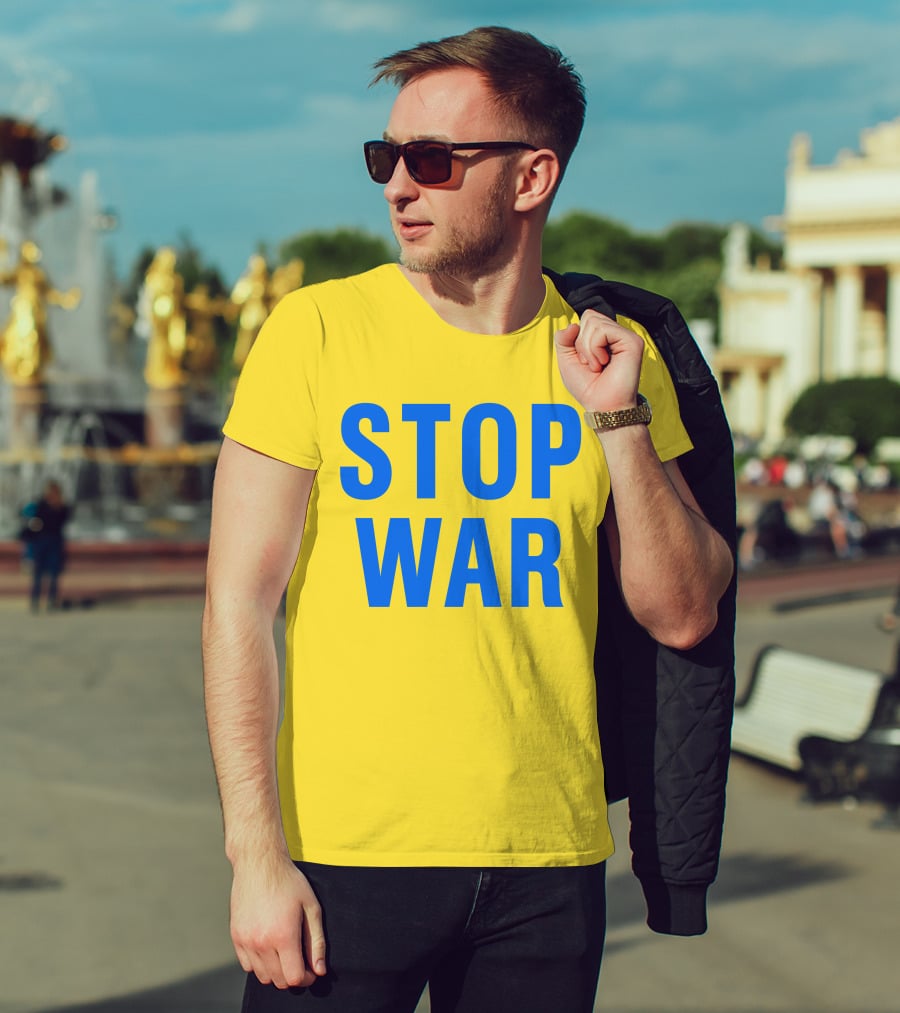 Illia Kovtun Stop War Shirt Bold Blue Typography T-Shirt