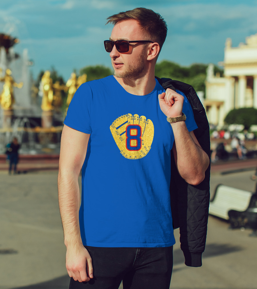 Gold Glove 8 Blue Background T-Shirt