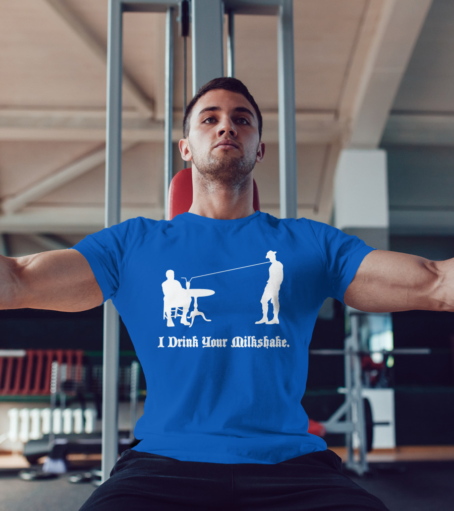 I Drink Your Milkshake Vintage Silhouette Blue T-Shirt