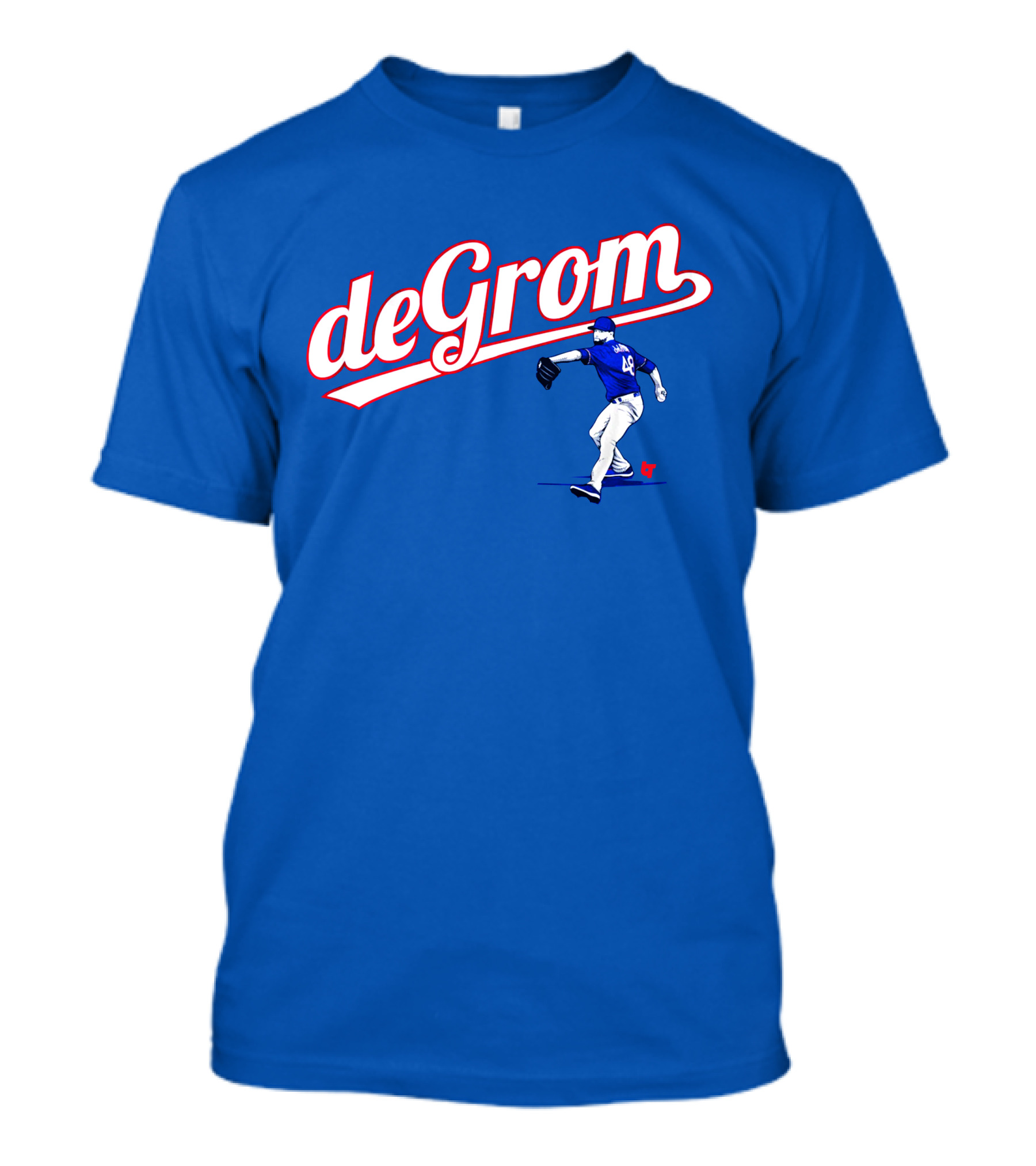 DeGrom Texas Pitching Action Logo Blue T-Shirt