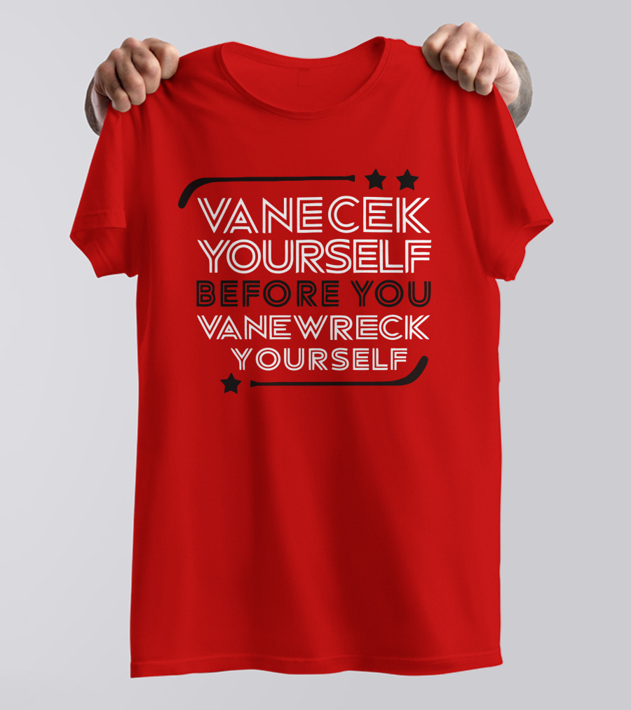 Vanecek Yourself Before You Vanewreck Yourself Stars Red T-Shirt