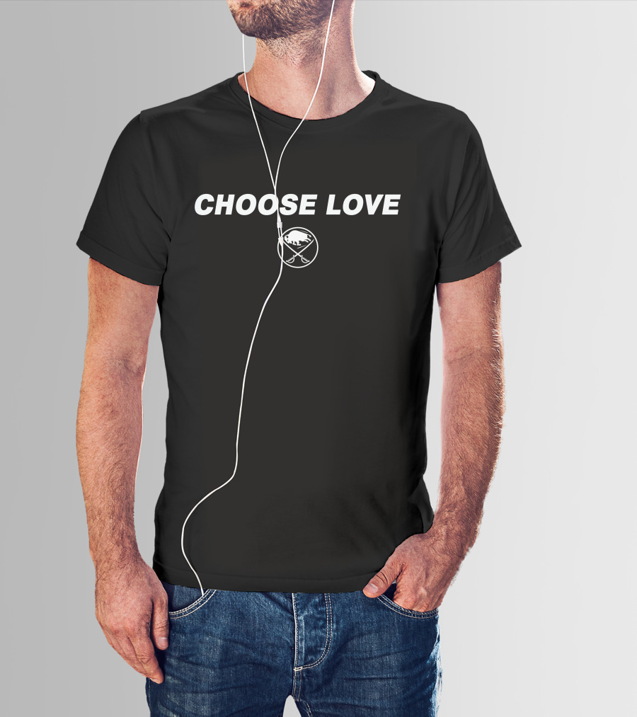 CHOOSE LOVE BUFFALO SABRES LOGO HOCKEY T-Shirt