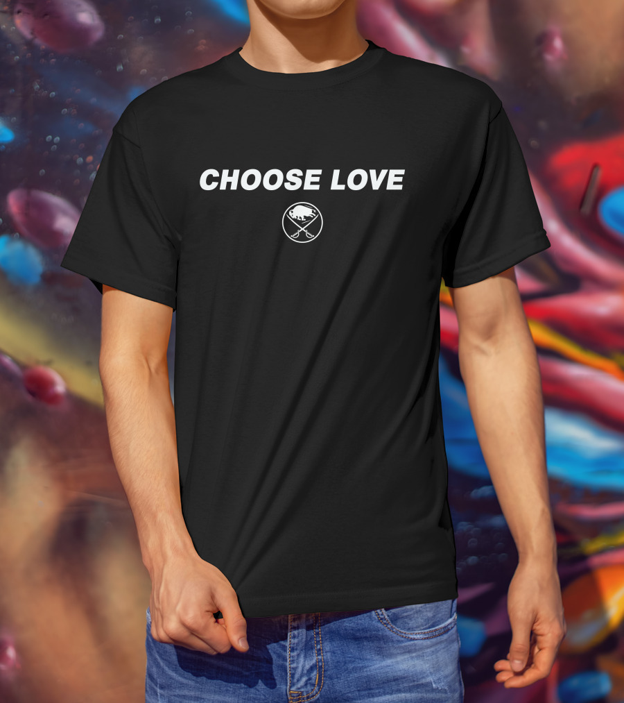 CHOOSE LOVE BUFFALO SABRES LOGO HOCKEY T-Shirt