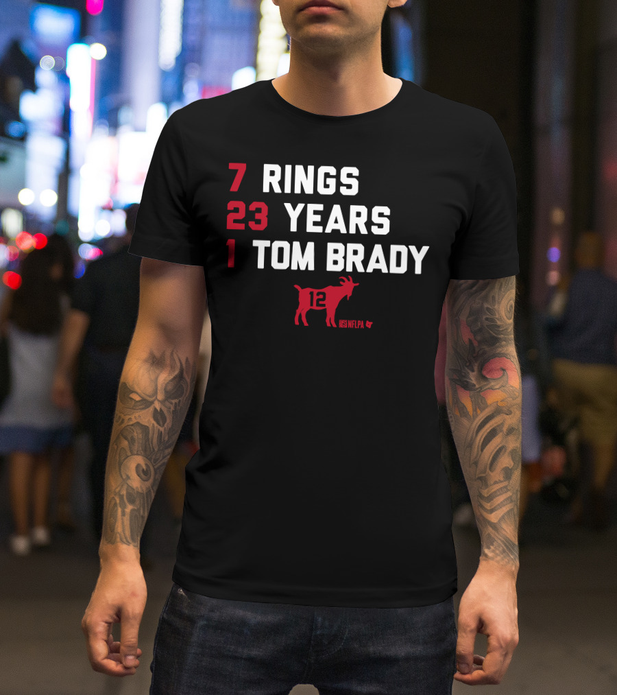 7 Rings 23 Years 1 Tom Brady NFLPA GOAT 12 T-Shirt