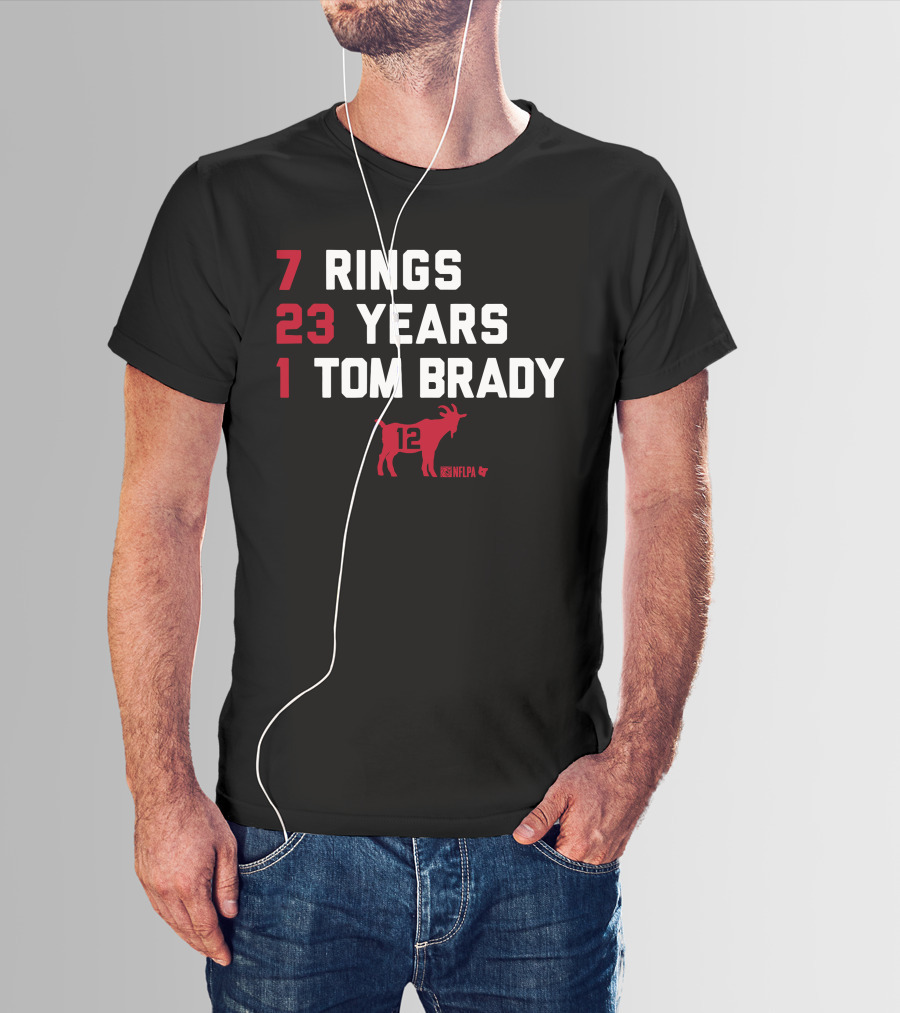 7 Rings 23 Years 1 Tom Brady NFLPA GOAT 12 T-Shirt