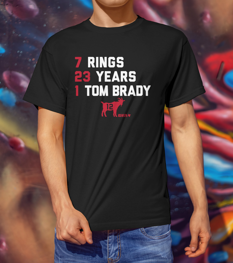 7 Rings 23 Years 1 Tom Brady NFLPA GOAT 12 T-Shirt