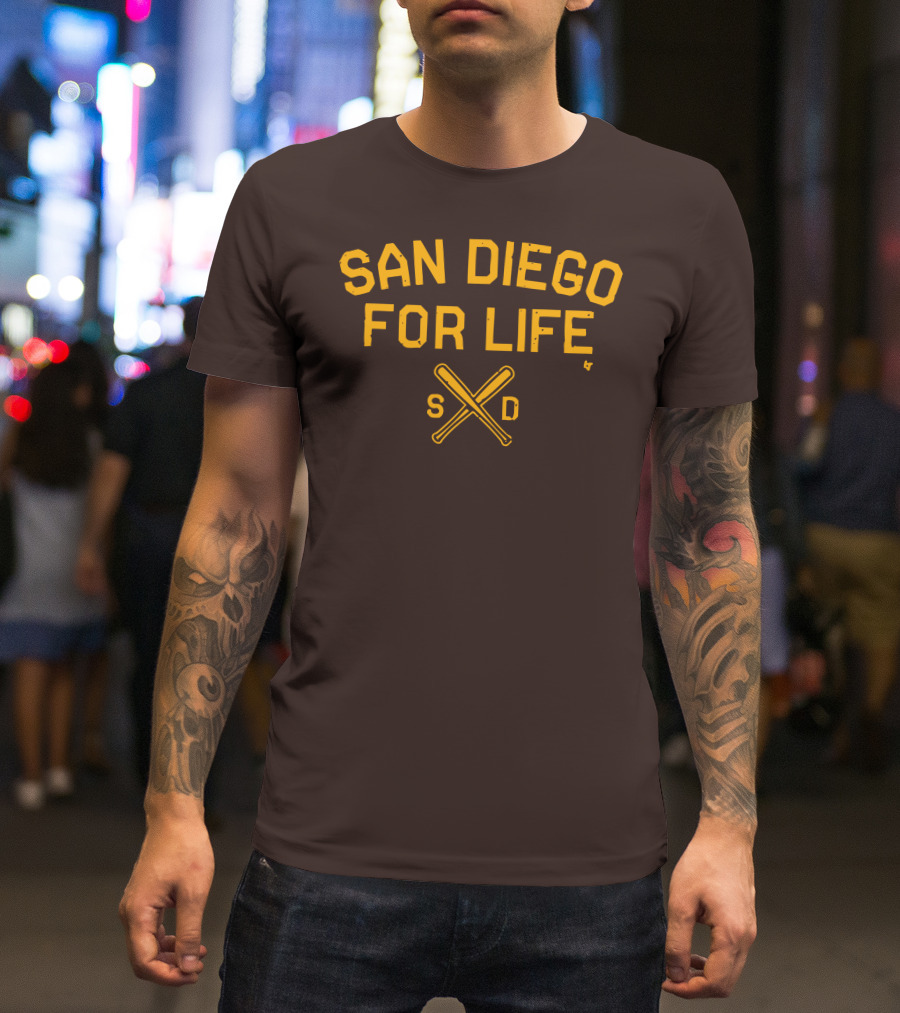 San Diego For Life SD Crossed Baseball Bats T-Shirt