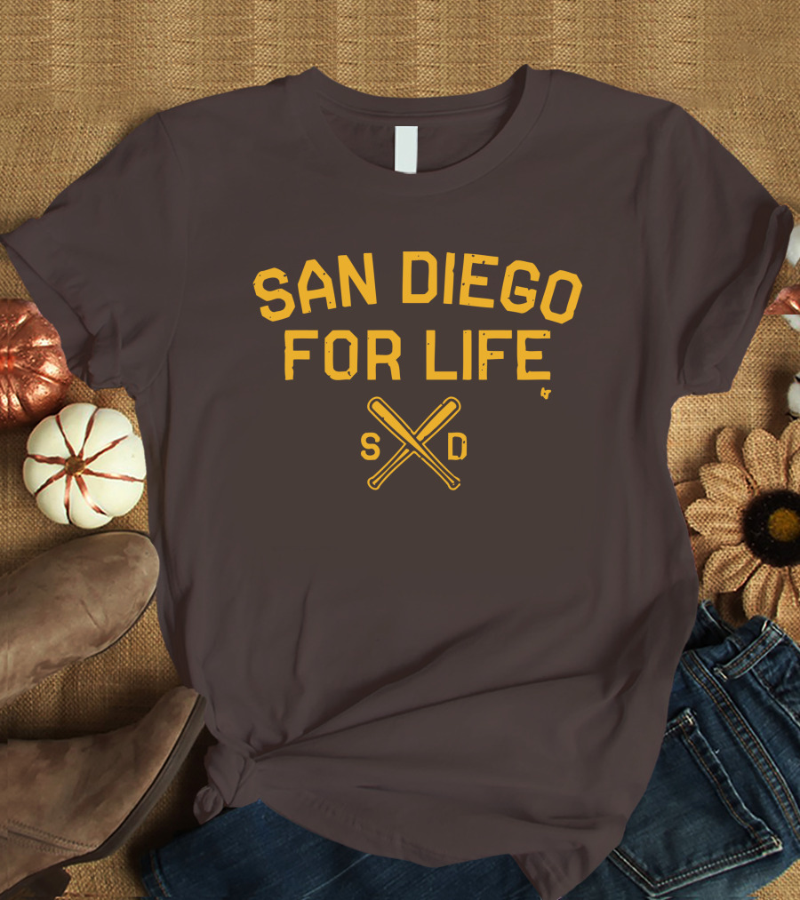 San Diego For Life SD Crossed Baseball Bats T-Shirt