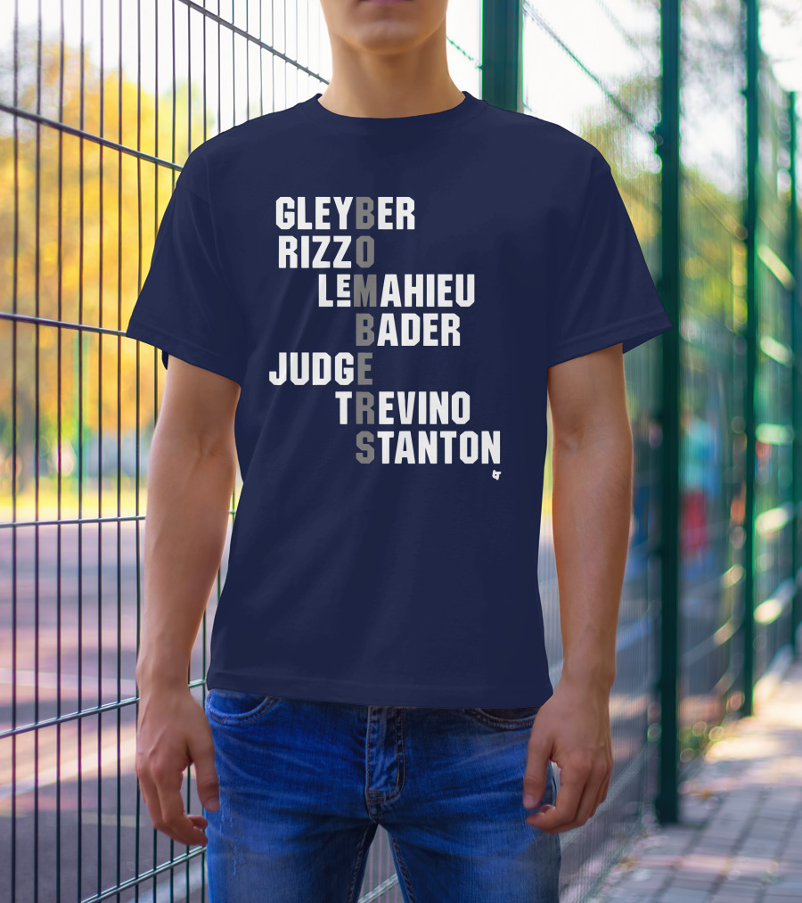 Yankees Bombers Player Names Gleyber Rizzo Judge LeMahieu Bader Trevino Stanton T-Shirt