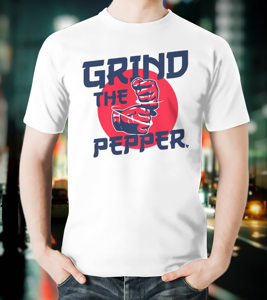 GRIND THE PEPPER JAPAN HAND GESTURE RED CIRCLE BACKGROUND T-Shirt