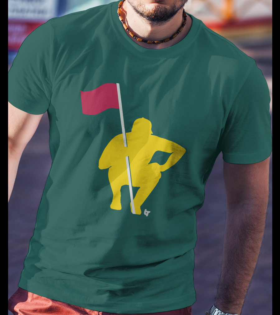The Caddie Network April In Georgia Crouching Golfer With Red Flag T-Shirt