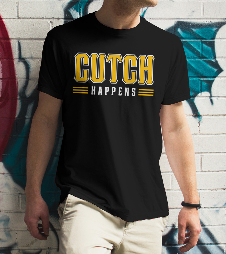 Cutch Happens Baseball Humor Yellow T-Shirt