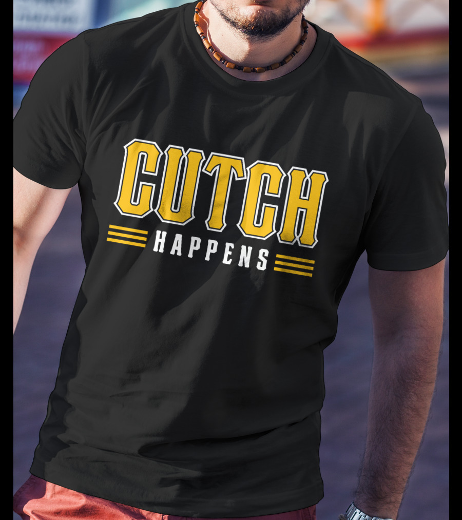 Cutch Happens Baseball Humor Yellow T-Shirt