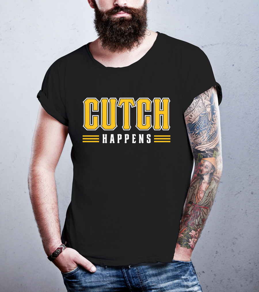 Cutch Happens Baseball Humor Yellow T-Shirt