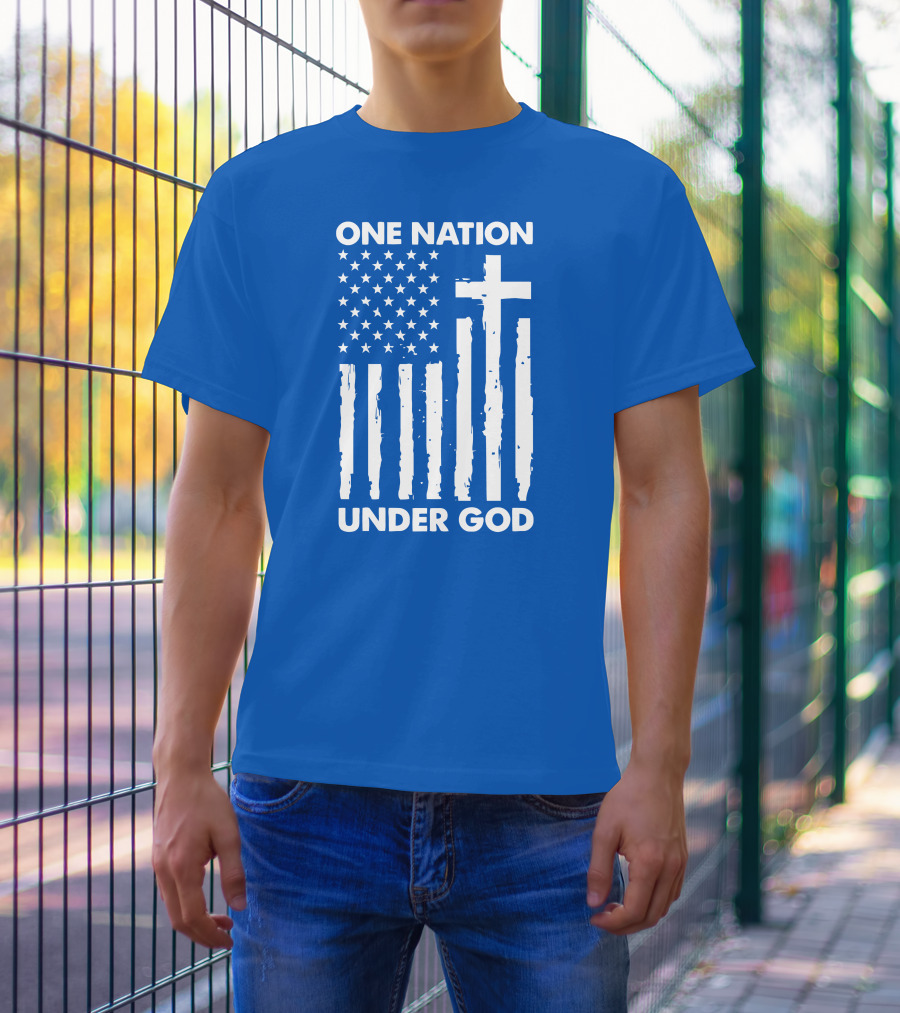 One Nation Under God American Flag Cross Stars Stripes Representation T-Shirt