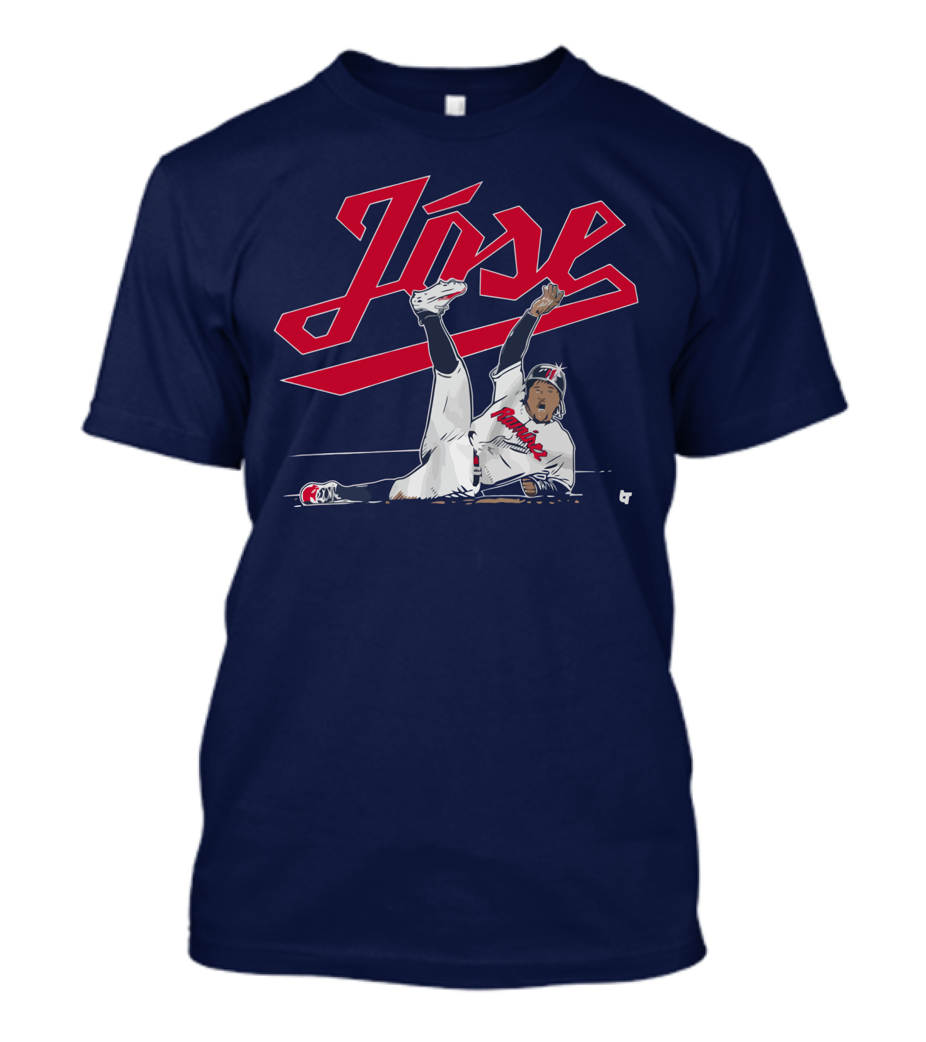 José Ramírez Slide Illustration With Cleveland Baseball Inspiration T-Shirt