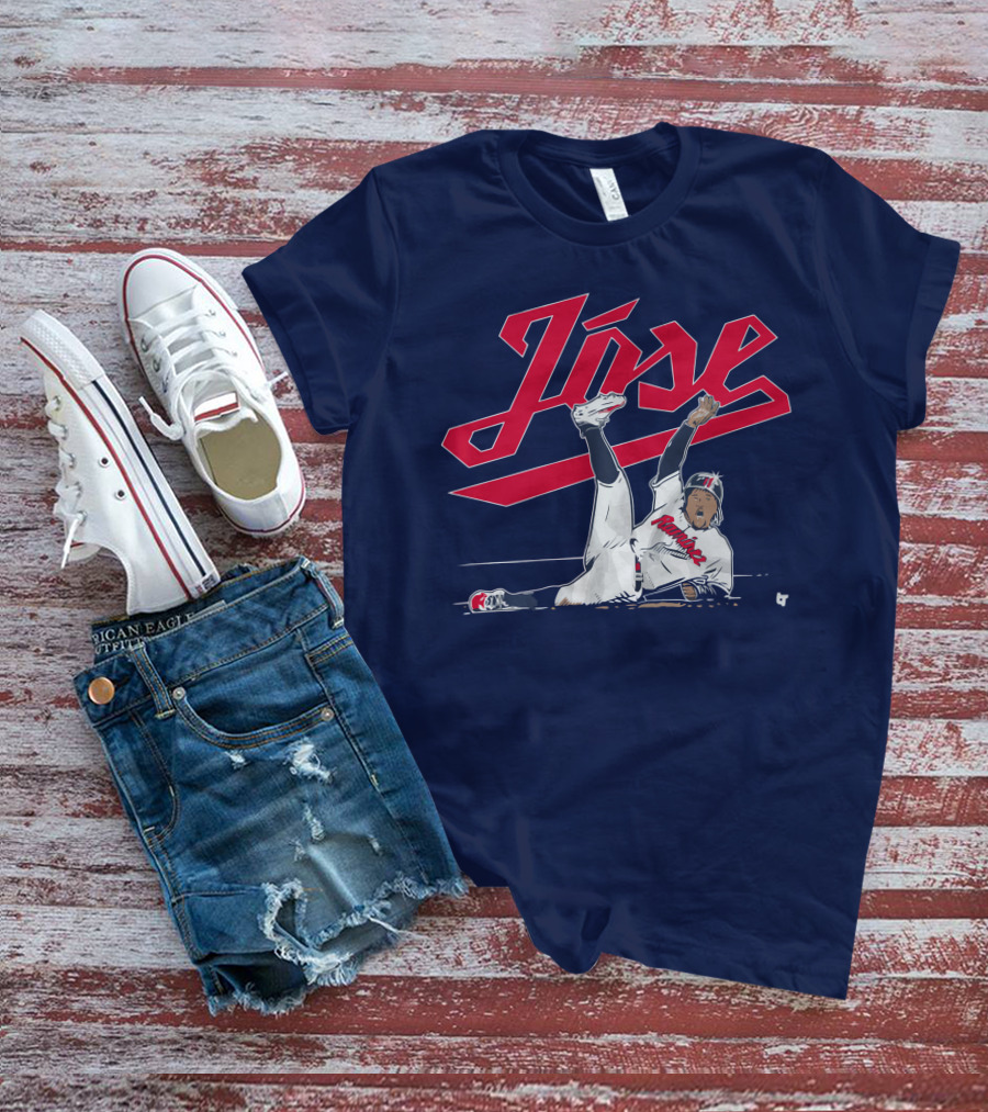 José Ramírez Slide Illustration With Cleveland Baseball Inspiration T-Shirt