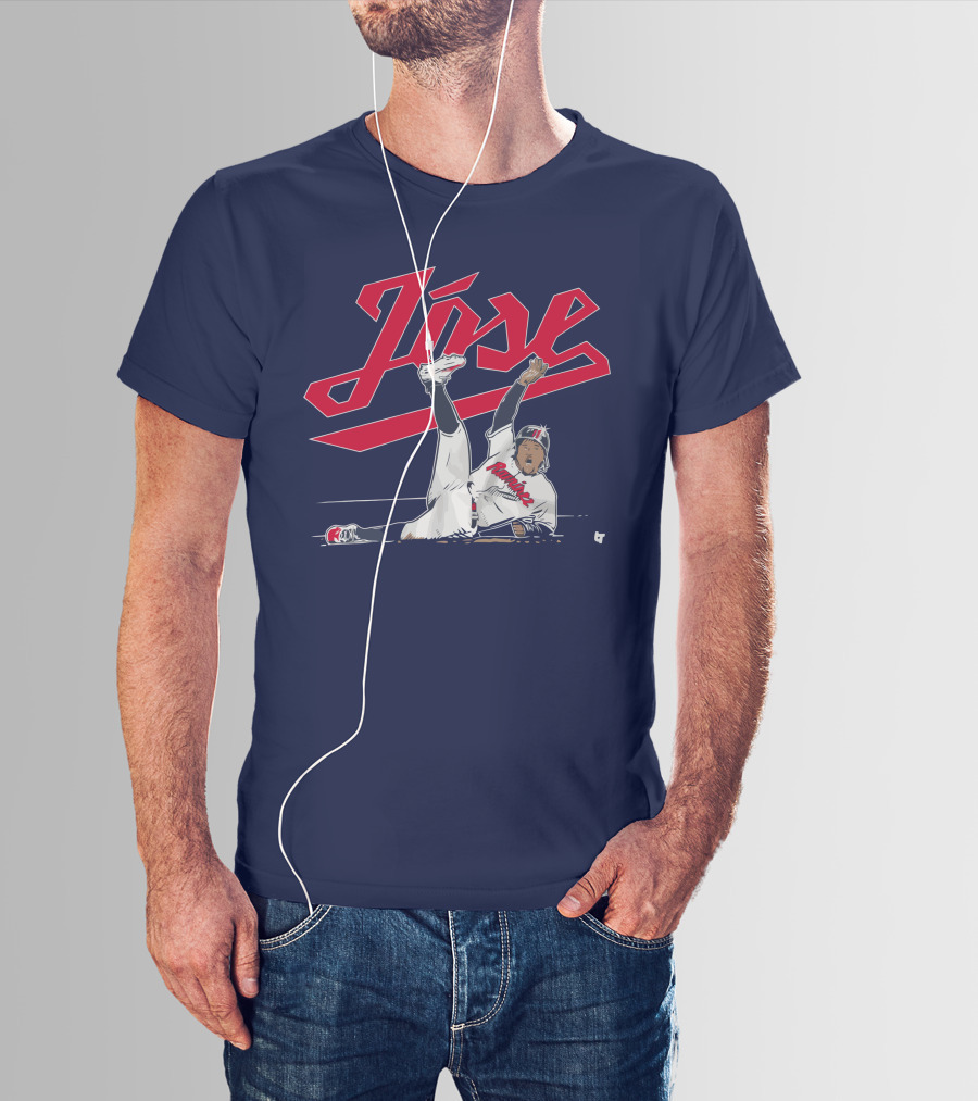 José Ramírez Slide Illustration With Cleveland Baseball Inspiration T-Shirt