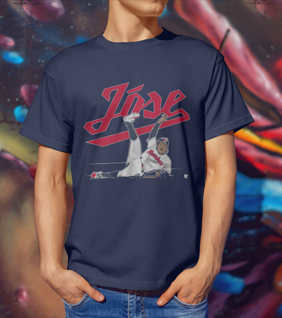 José Ramírez Slide Illustration With Cleveland Baseball Inspiration T-Shirt