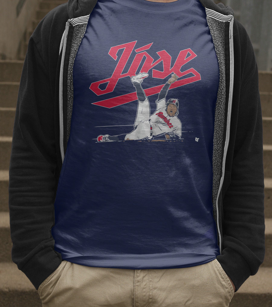 José Ramírez Slide Illustration With Cleveland Baseball Inspiration T-Shirt