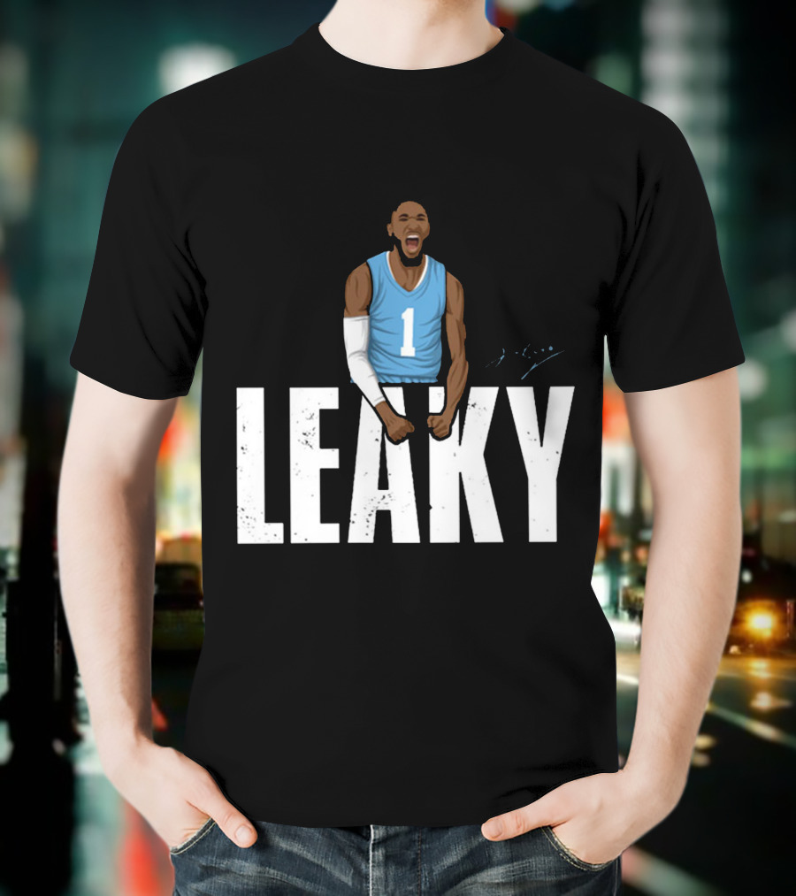 Leaky Black Number 1 Jersey Graphic Blue Basketball T-Shirt