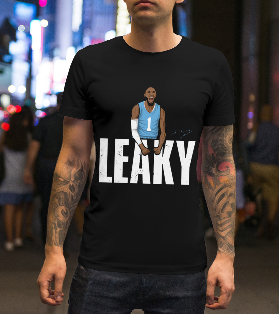 Leaky Black Number 1 Jersey Graphic Blue Basketball T-Shirt