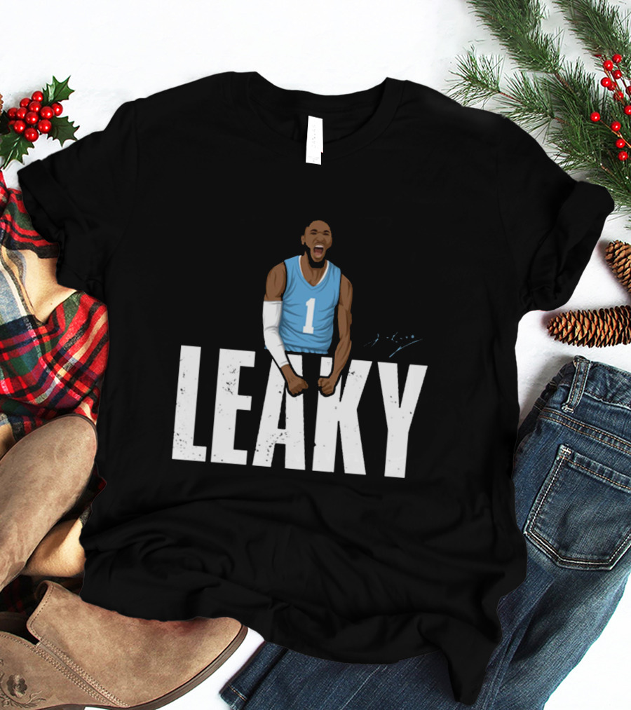 Leaky Black Number 1 Jersey Graphic Blue Basketball T-Shirt