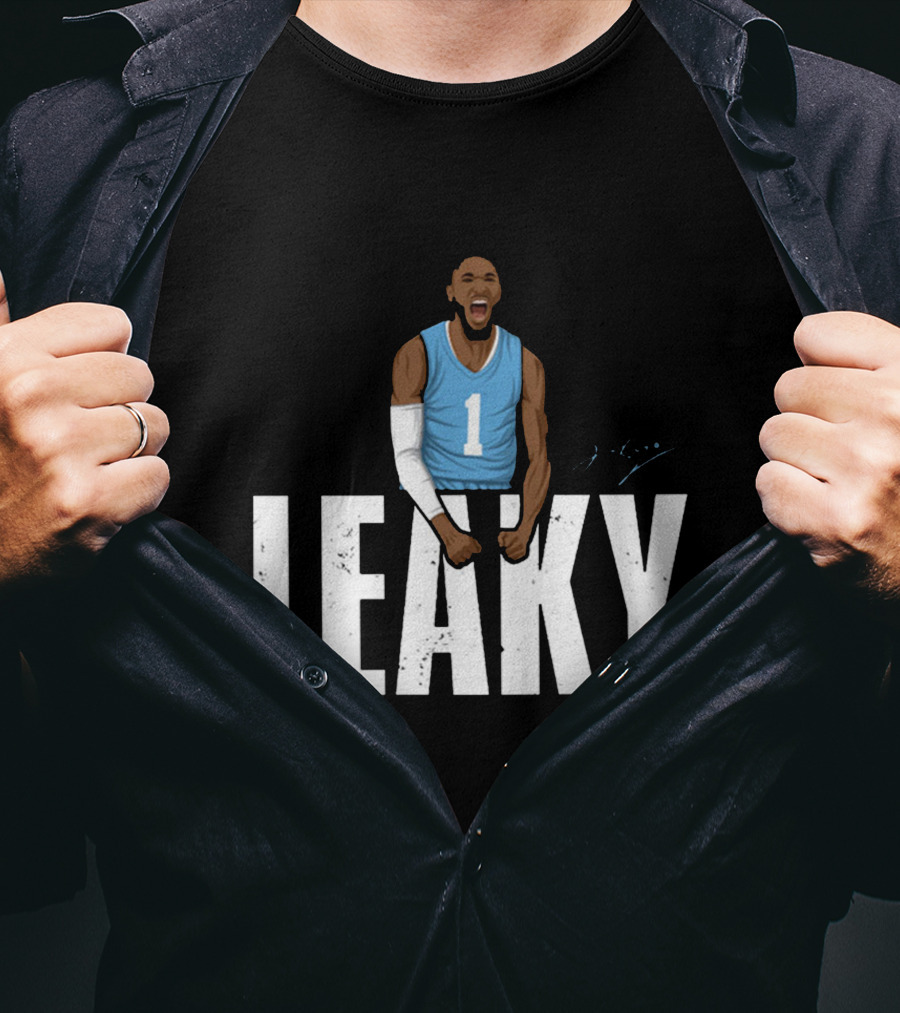 Leaky Black Number 1 Jersey Graphic Blue Basketball T-Shirt