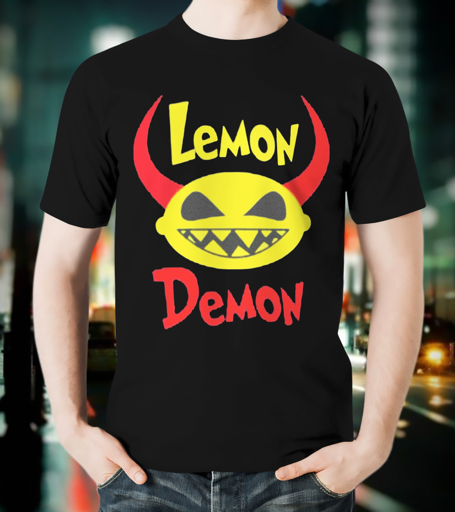 Lemon Demon Smiling Yellow Face With Red Horns T-Shirt