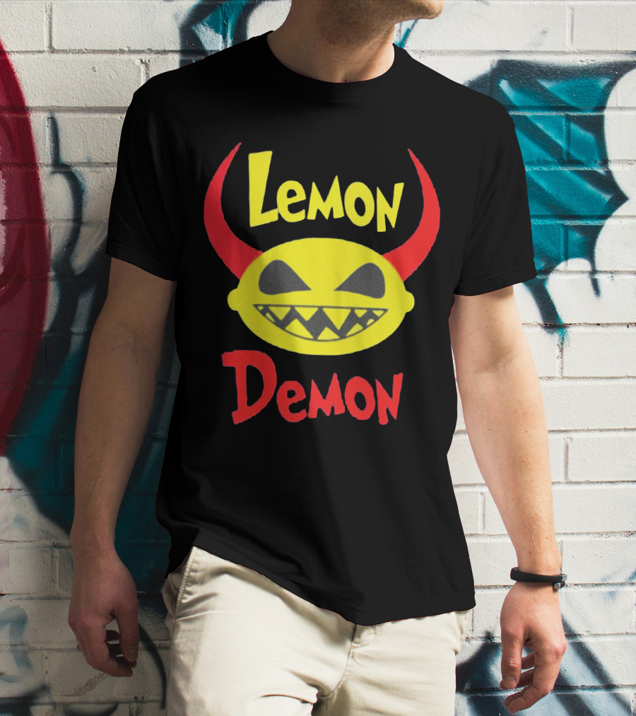 Lemon Demon Smiling Yellow Face With Red Horns T-Shirt