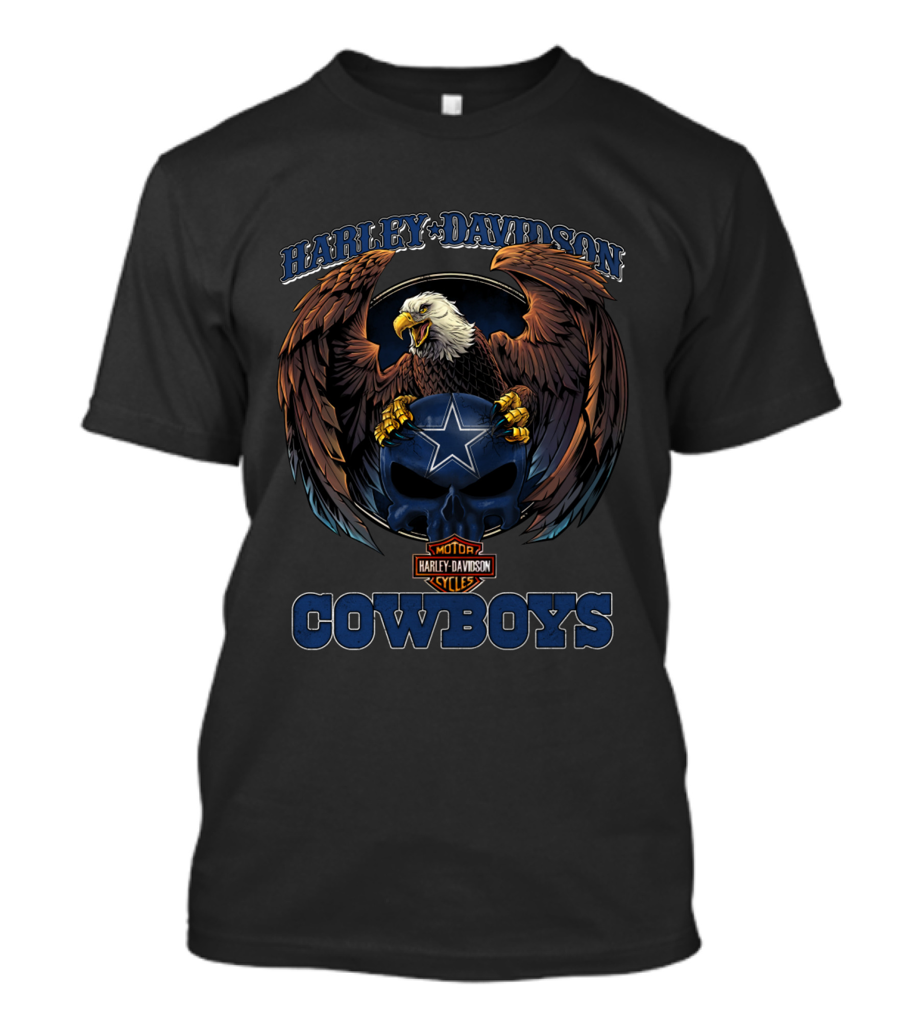 Harley Davidson Motor Cycles Cowboys Eagle Star Helmet T-Shirt