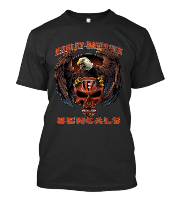Harley Davidson Cincinnati Bengals Motor Cycles Eagle T-Shirt