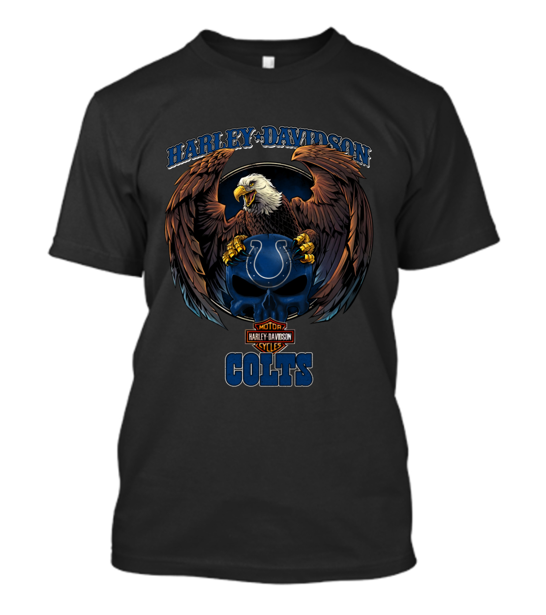Harley Davidson Motor Cycles Colts Indianapolis Logo Eagle T-Shirt