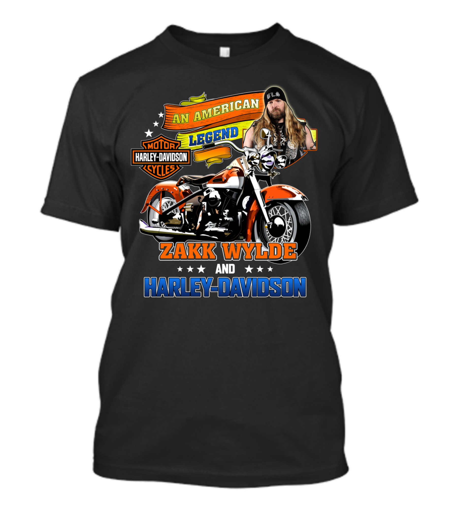 An American Legend Zakk Wylde And Harley Davidson Motorcycle Cycles T-Shirt