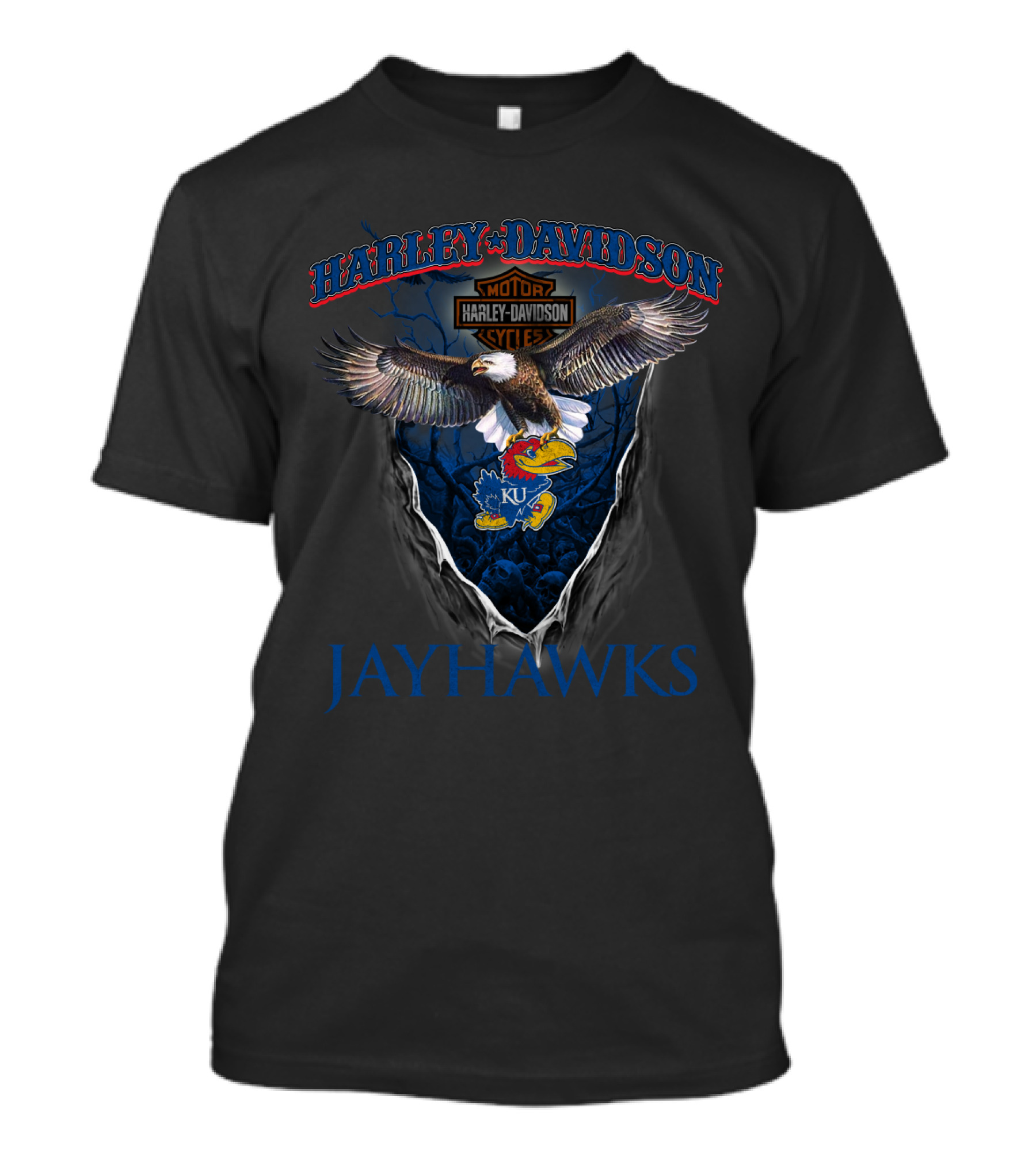 Harley Davidson Ku Jayhawks Eagle Moto T-Shirt