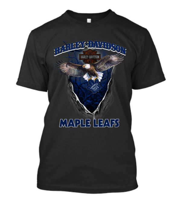 Harley Davidson Toronto Maple Leafs Motorcycle Cycle Eagle T-Shirt