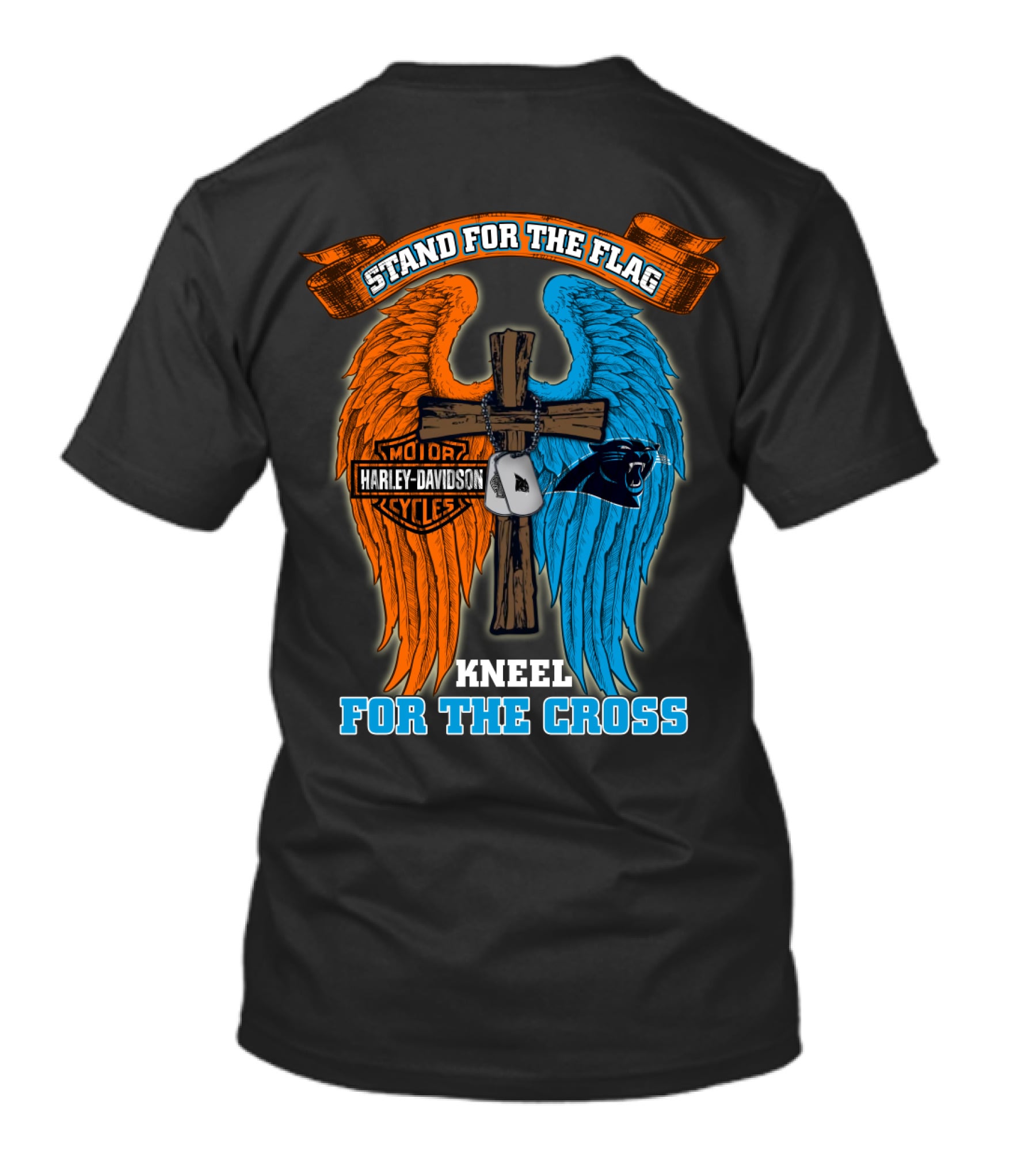 Stand For The Flag Kneel For The Cross Harley Davidson Carolina Panthers T-Shirt