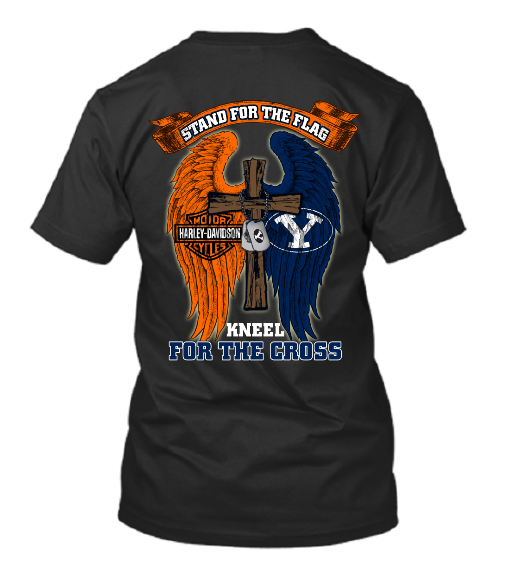 Stand For The Flag Kneel For The Cross Harley Davidson Byu Cougars T-Shirt