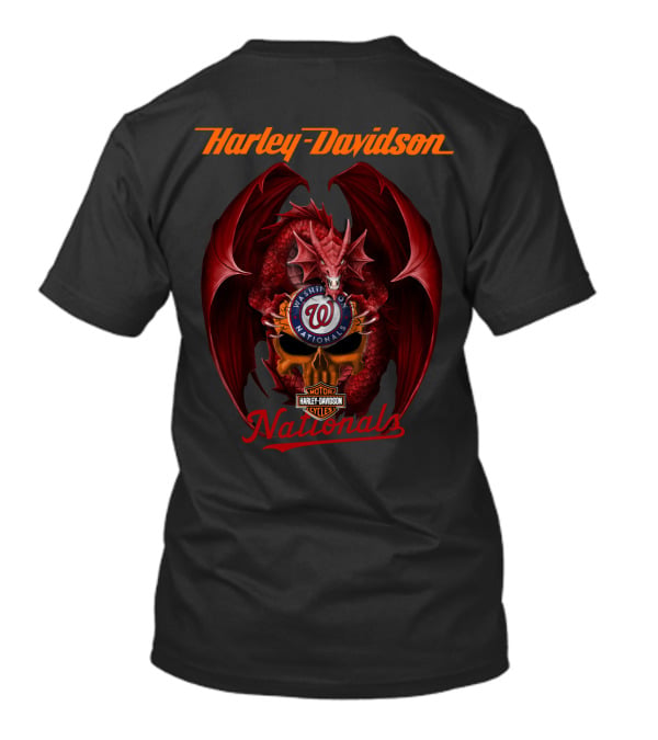 Harley Davidson Washington Nationals Dragon Motor Cycles T-Shirt