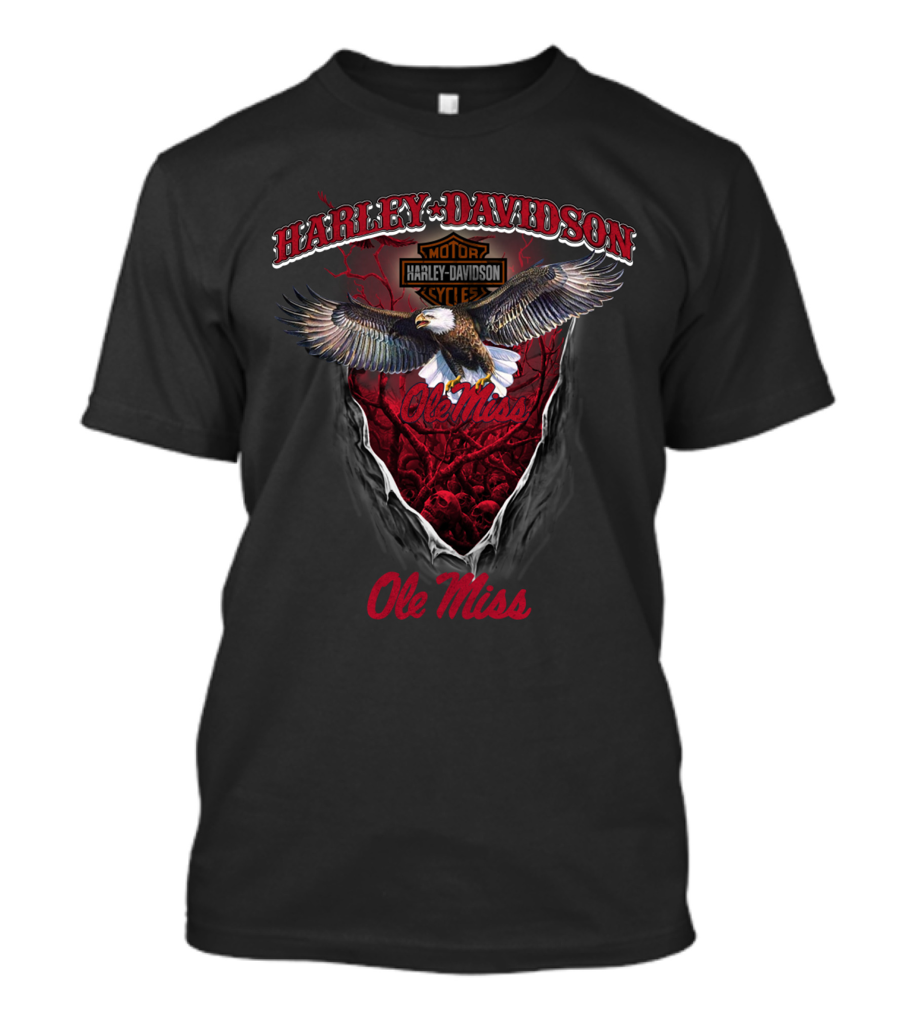 Harley Davidson Motorcycle Ole Miss Rebels Eagle T-Shirt